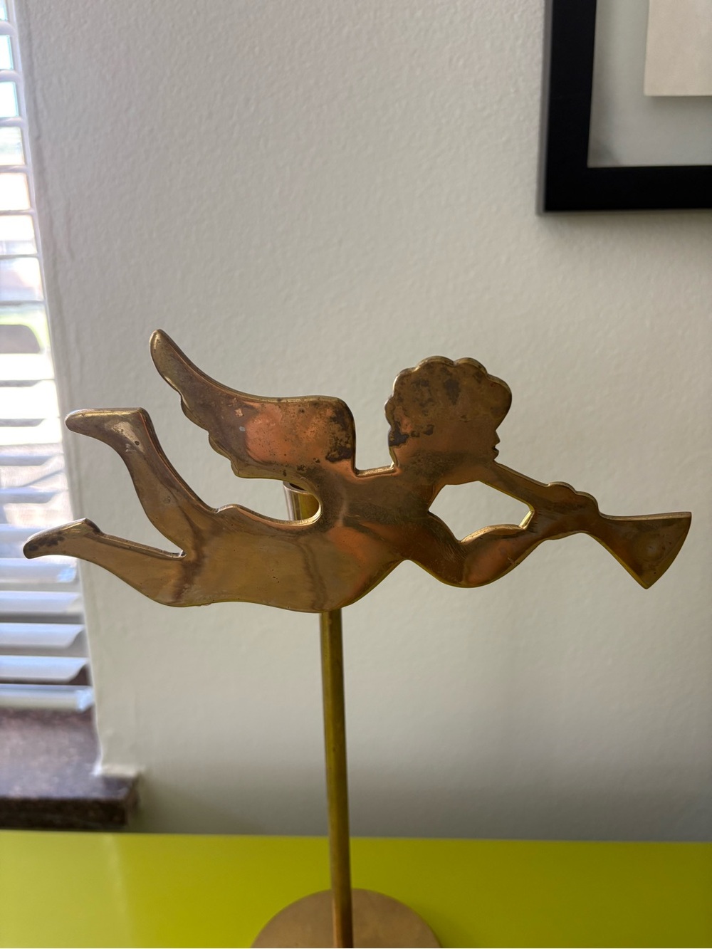 Vintage Brass Cherub or Flying Angel Candle Holder Candlestick - Picture 2 of 4